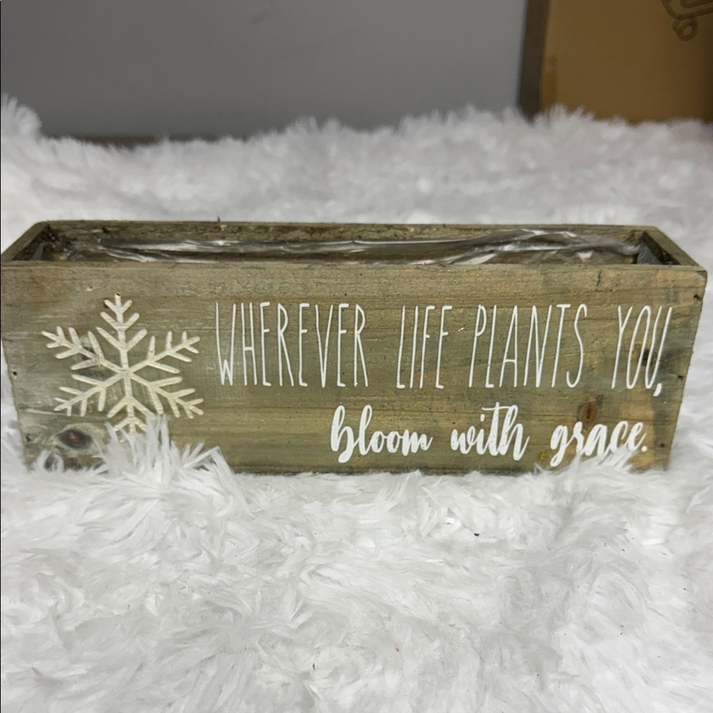 Rustic Wooden Planter Box with Inspirational Quote